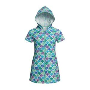 Wonder Nation Girls Terry Cloth Swimsuit Cover Up XS(4-5) Mermaid Hooded Zip